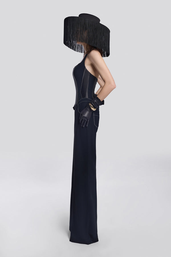 Black Corset Jersey Jumpsuit