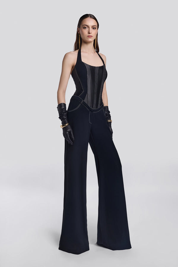 Black Corset Jersey Jumpsuit