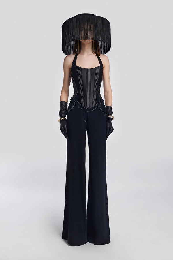Black Corset Jersey Jumpsuit