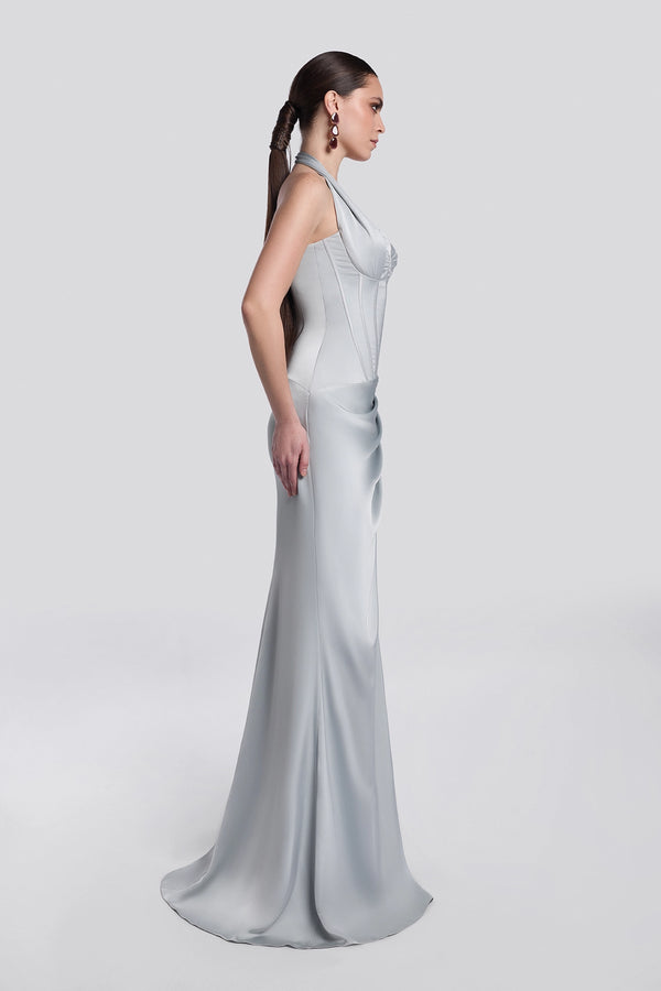 Teal Green Halter Corset Gown