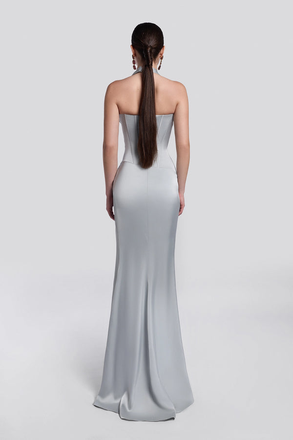 Teal Green Halter Corset Gown