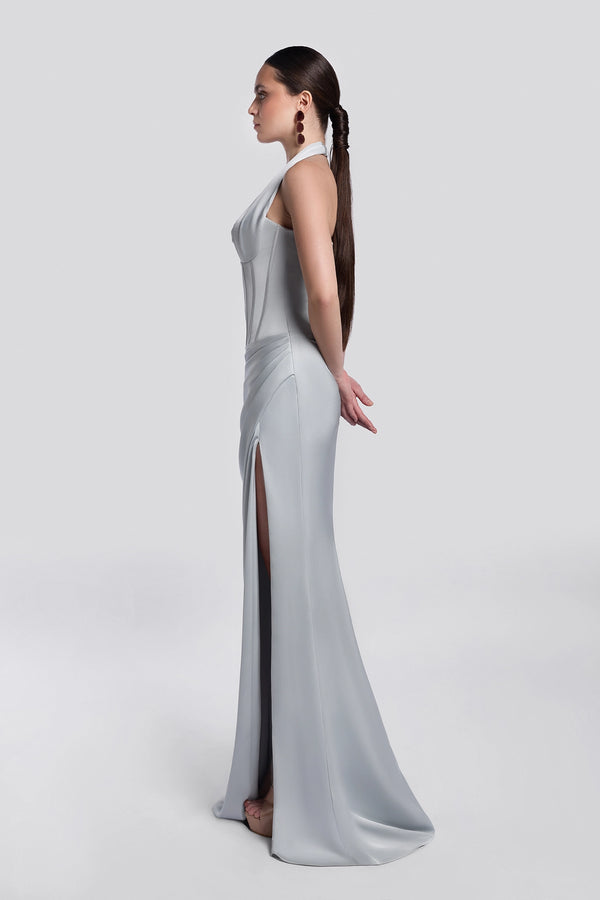 Teal Green Halter Corset Gown
