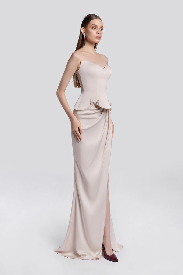 Embellished Corset Gown with Lace Bolero