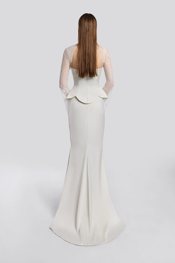Embellished Corset Gown with Lace Bolero