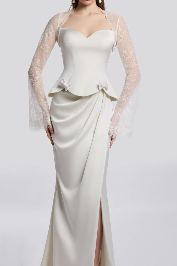 Embellished Corset Gown with Lace Bolero