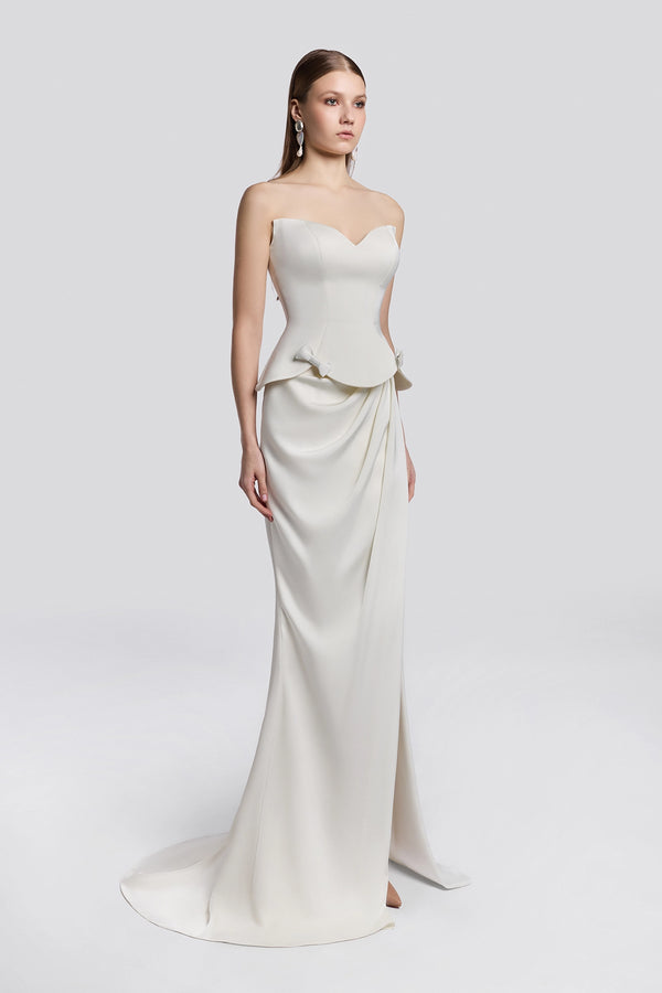 Embellished Corset Gown with Lace Bolero