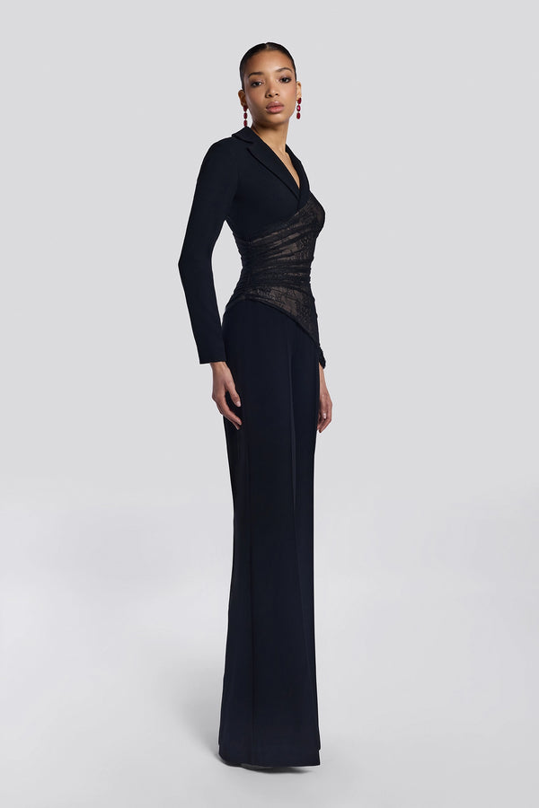 Black Lace Sleeve Jumpsuit