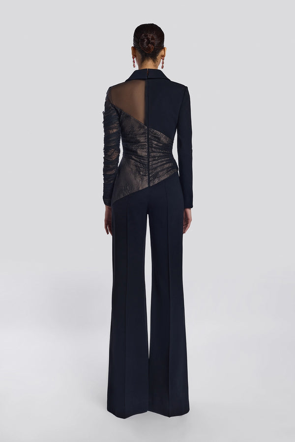 Black Lace Sleeve Jumpsuit