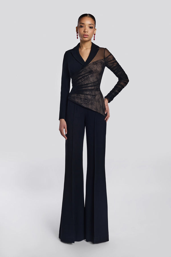 Black Lace Sleeve Jumpsuit