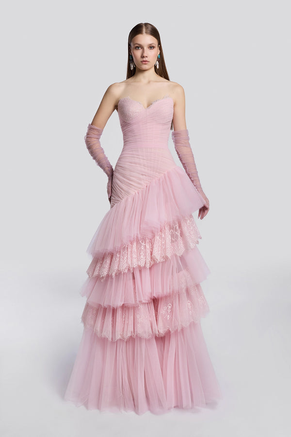 Pink Ruffled Sweetheart Gown