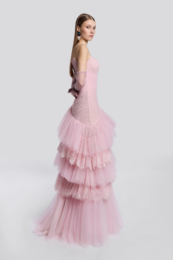 Pink Ruffled Sweetheart Gown