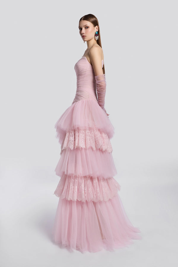 Pink Ruffled Sweetheart Gown