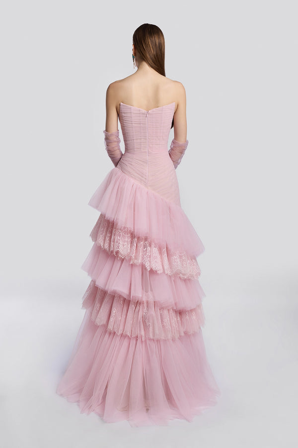Pink Ruffled Sweetheart Gown