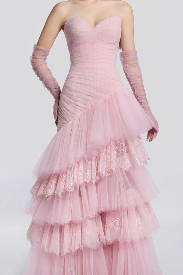 Pink Ruffled Sweetheart Gown
