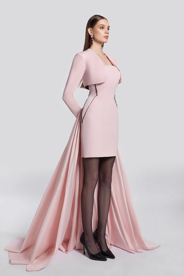 Blush Tailored Dress with Cropped Jacket