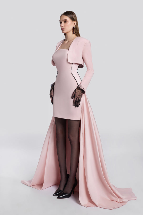 Blush Tailored Dress with Cropped Jacket