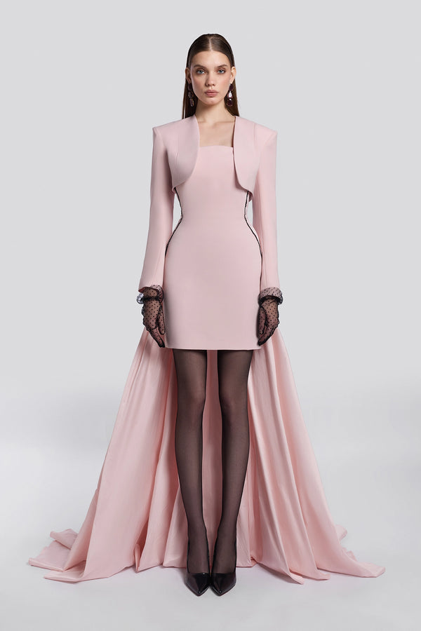 Blush Tailored Dress with Cropped Jacket