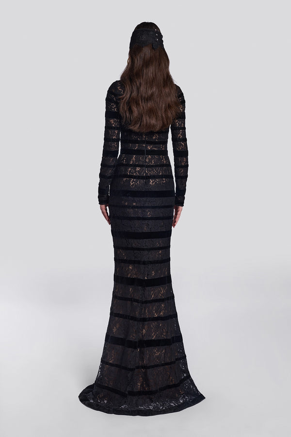 Black Velvet Lace Gown