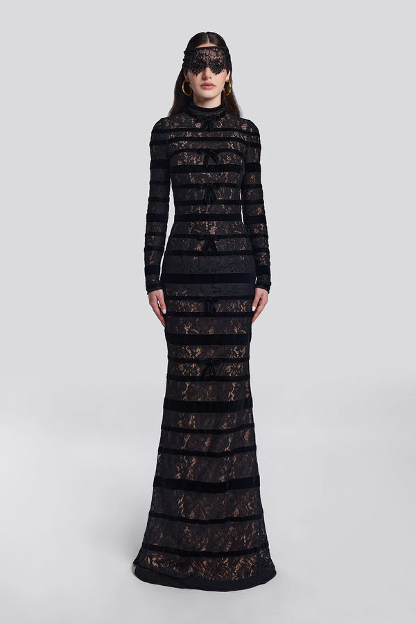 Black Velvet Lace Gown