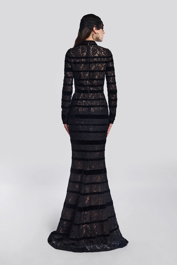 Black Velvet Lace Gown