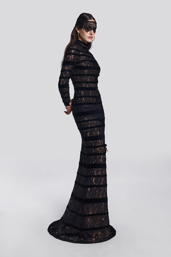 Black Velvet Lace Gown