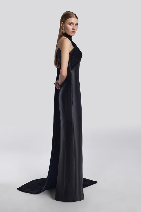 Black Velvet Cape Gown